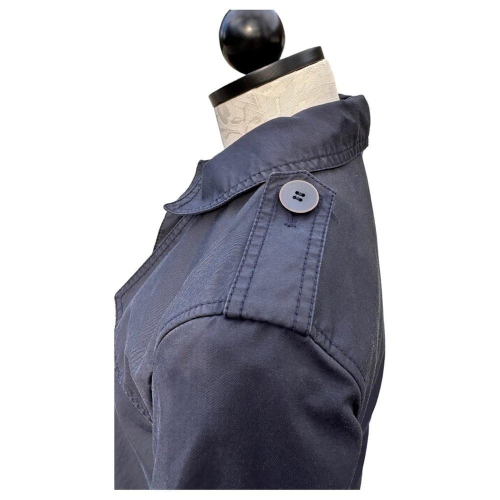 Zara Jacket Trench Coat Navy Blue Zip Front Lined Size XS - Picture 7 of 11